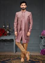 Dusty Pink Heavy Imported Silk Wedding Wear Weaving Italian Indo Western