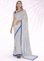 Blue Georgette Party Wear Sequins Work Saree