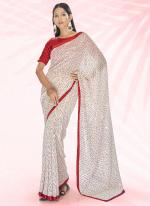 Red Georgette Party Wear Sequins Work Saree