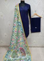 Navy blue Pure Cambric Festival Wear Sequins Work Readymade Salwar Suit