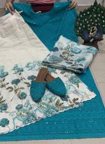 Sky Blue Pure Cotton Festival Wear Sequins Work Readymade Salwar Suit