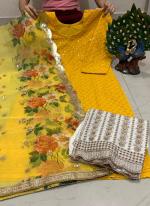 Yellow Pure Cotton Party Wear Sequins Work Readymade Salwar Suit