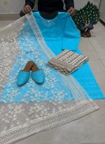 Sky Blue Cambric Cotton Festival Wear Sequins Work Readymade Salwar Suit