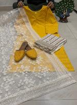 Yellow Cambric Cotton Festival Wear Sequins Work Readymade Salwar Suit