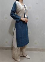 Blue Cambric Cotton Festival Wear Sequins Work Kurti With Palazzo