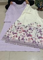 Light Purple Pure Cambric Party Wear Sequins Work Kurti With Sharara