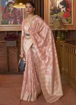 Pink Linen Party Wear Weaving Saree