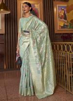 Pista Green Linen Party Wear Weaving Saree