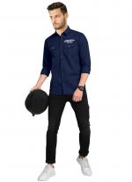 Navy Blue Cotton Casual Wear Plain Shirt