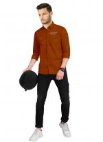 Rust Cotton Casual Wear Plain Shirt