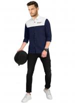 Navy Blue Cotton Regular Wear Plain Shirt