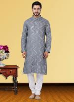 Grey Georgette Festival Wear Mirror Work Kurta Pajama