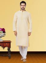 Lemon Georgette Festival Wear Chikan Work Kurta Pajama