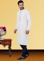 White Georgette Festival Wear Chikan Work Kurta Pajama