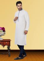 White Georgette Festival Wear Chikan Work Kurta Pajama