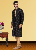 Black Dhupion Print Festival Wear Weaving Kurta Pajama