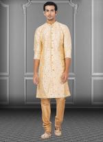 Beige Embroidered Dhupion Festival Wear Weaving Kurta Pajama