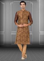 Brown Embroidered Dhupion Festival Wear Weaving Kurta Pajama