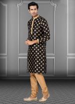 Black Dhupion Print Festival Wear Weaving Kurta Pajama