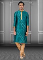 Rama Green Dhupion Print Festival Wear Weaving Kurta Pajama