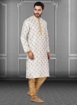 White Dhupion Print Festival Wear Weaving Kurta Pajama