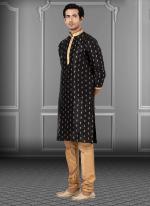 Black Dhupion Print Festival Wear Weaving Kurta Pajama