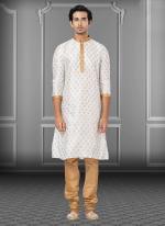 White Dhupion Print Festival Wear Weaving Kurta Pajama