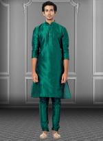 Rama Green Dhupion Raw Silk Festival Wear Weaving Kurta Pajama