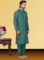 Green Dhupion Raw Silk Festival Wear Weaving Kurta Pajama