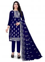 Blue Organza Casual Wear Embroidery Work Salwar Suit