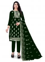 Green Organza Casual Wear Embroidery Work Salwar Suit