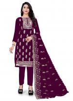 Magenta Organza Casual Wear Embroidery Work Salwar Suit