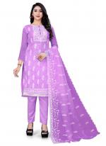 Light purple Organza Casual Wear Embroidery Work Salwar Suit