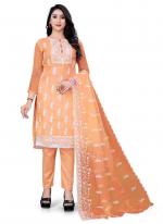 Orange Organza Casual Wear Embroidery Work Salwar Suit