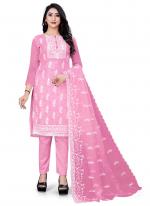 Pink Organza Casual Wear Embroidery Work Salwar Suit