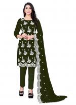 Mehandi Georgette Casual Wear Embroidery Work Salwar Suit