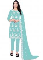 Sea green Georgette Casual Wear Embroidery Work Salwar Suit