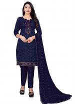 Blue Chanderi cotton Casual Wear Embroidery Work Salwar Suit