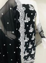 BLACK Georgette Casual Wear Lace Work Salwar Suit
