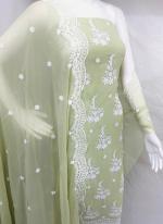 Olive Green Georgette Casual Wear Lace Work Salwar Suit