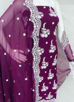 Wine Georgette Casual Wear Lace Work Salwar Suit