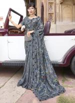 Grey Imported Reception Wear Sequinned Saree