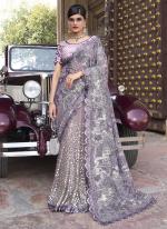 Purple Imported Reception Wear Sequinned Saree