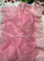 Pink Organza Party Wear Embroidery Work Saree