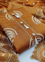 Mustard Semi Modal Casual Wear Lace Work Salwar Suit