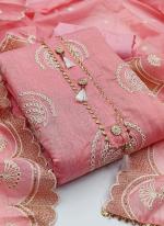 Pink Semi Modal Casual Wear Lace Work Salwar Suit
