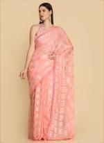 Pink Chiffon Brasso Traditional Wear Weaving Saree