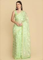 Pista green Chiffon Brasso Traditional Wear Weaving Saree