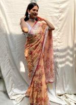 Beige Chiffon Silk Casual Wear Printed Saree