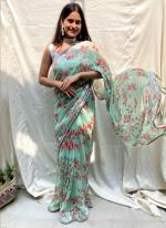 Pista green Chiffon Silk Casual Wear Printed Saree